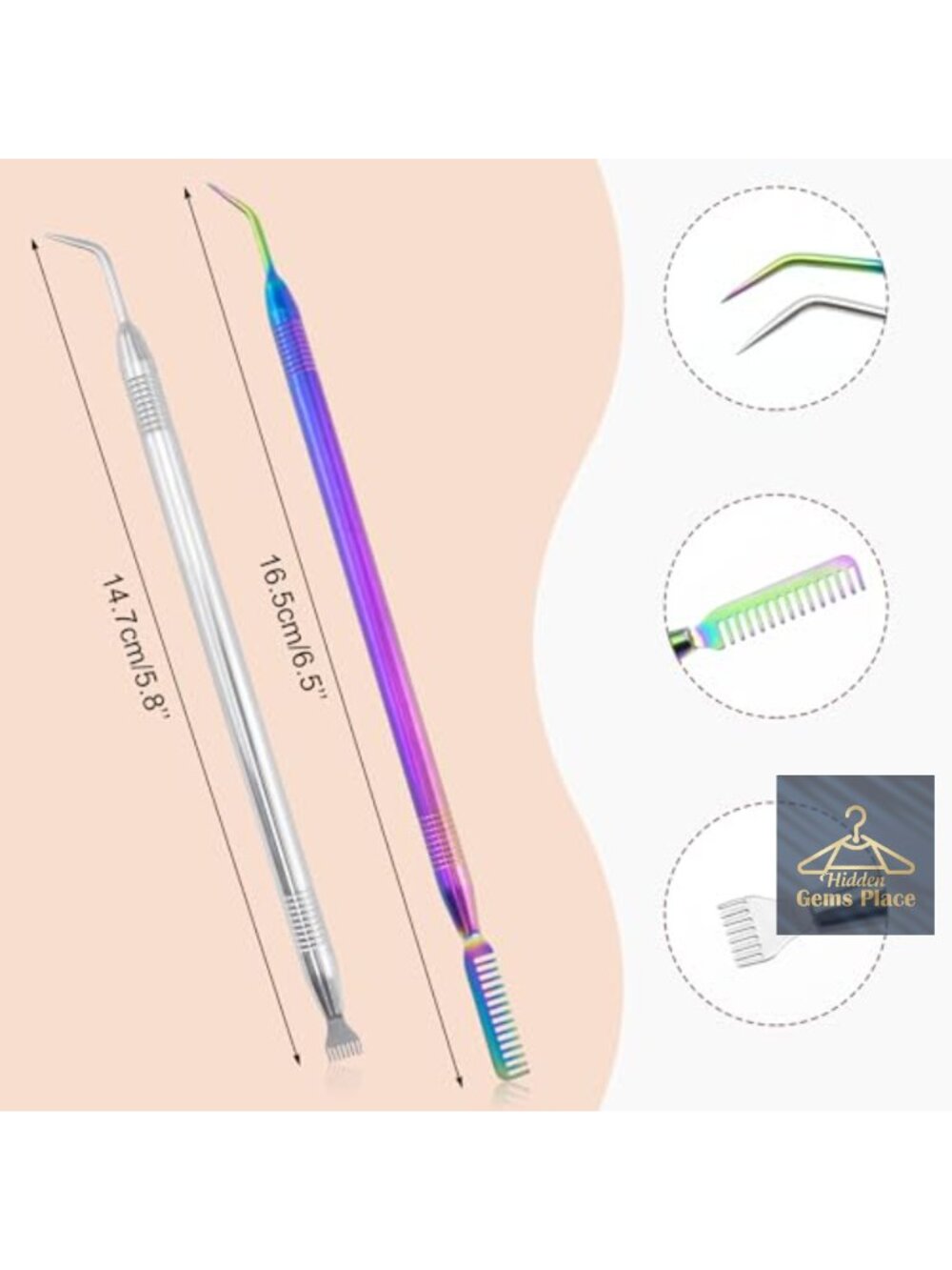 2 PCS 2 in 1 Lash Lift Tools, 420 Stainless Steel Eyelash Separator Comb for - Picture 3 of 5